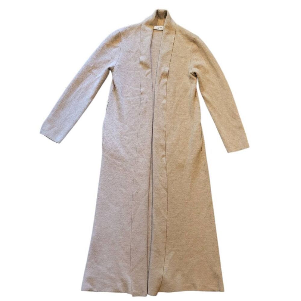 Aritzia Babaton Cardigan Sweater Women's Medium Tan Merino Wool Longline Duster
